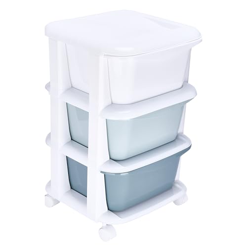 3 Tiers Plastic Drawer With Wheels - Green Wheeled Drawer - Storage Organizer