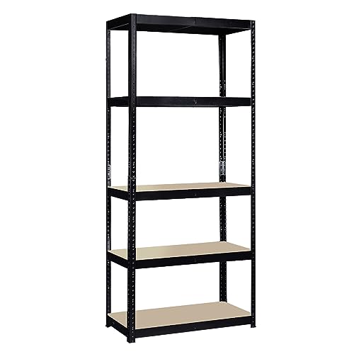 Garage Shelving Unit: 180cm X 90cm X 30cm  Single Bay, Black 5 Tier Unit  175kg