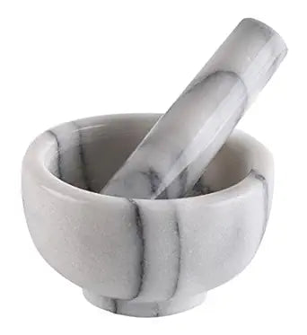 Mortar And Pestle Set, White Marble Stone Mortar And Pestle Grinding Bowl, Small