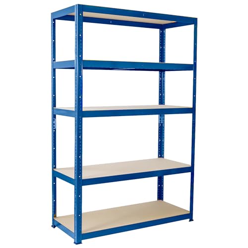 Garage Shelving Unit: 180cm X 90cm X 30cm  Single Bay, Blue 5 Tier Unit  175kg