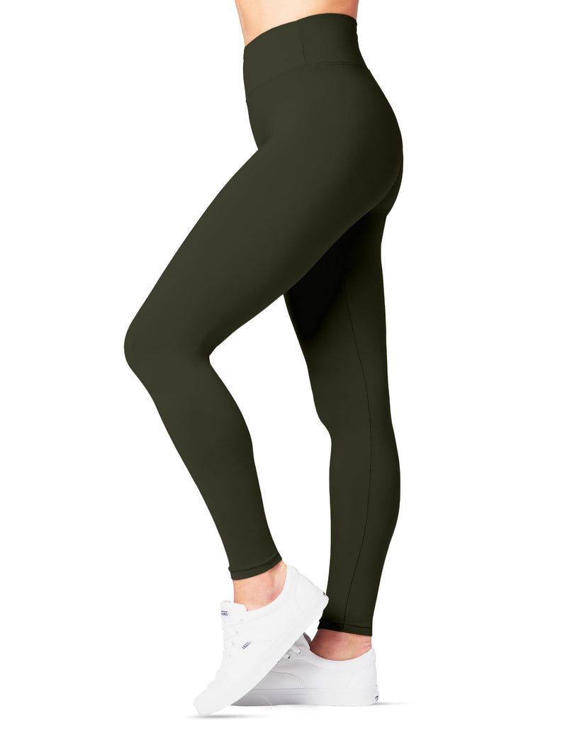 High Waisted Leggings For Women - Leggings For Regular & Plus Size Women - Olive