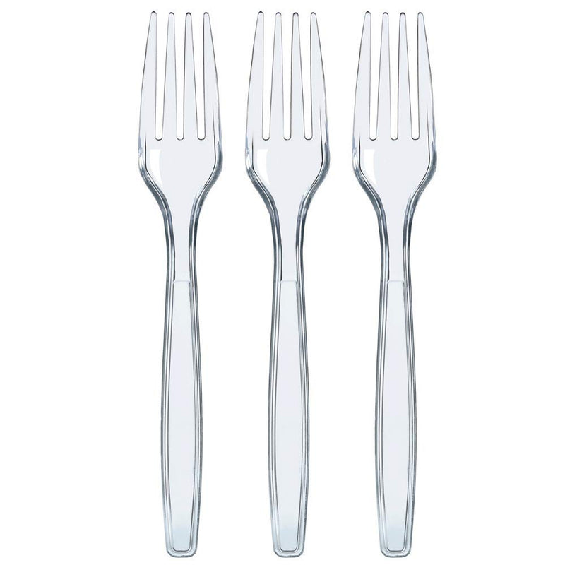 100 Clear Plastic Forks, Plastic Forks Heavy Duty, Clear Forks Silverware,