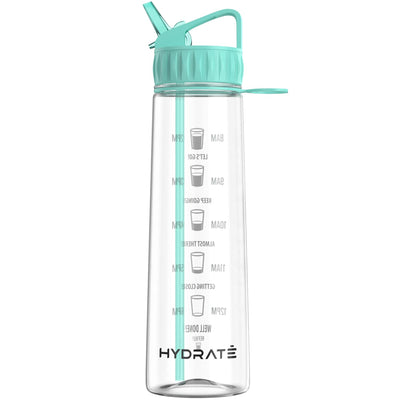 Motivational 900ml Straw Water Bottle  With Time Markings, Bpa-Free