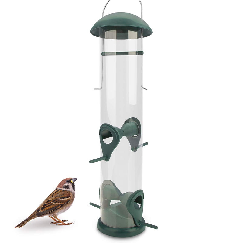 12" Grain Bird Feeder Green  With 4 Landing Sites, Bird Feeder, Feeder Column,