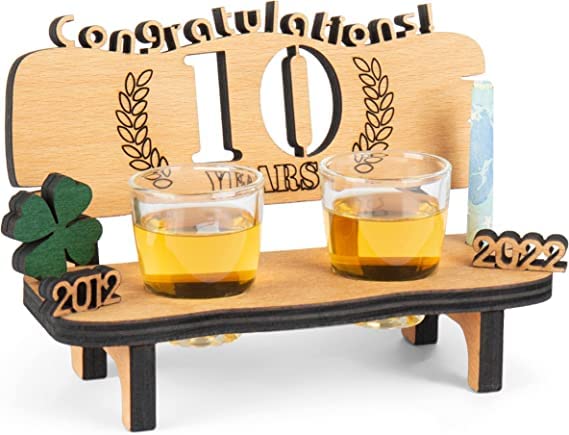 Schnapps Bench With Year For Birthday - Laurel Wreath With Number 25 Years