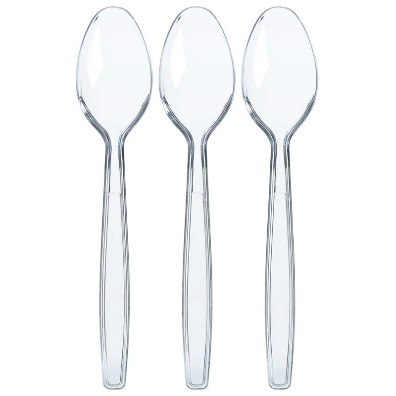 300 Clear Plastic Spoons Bulk - Plastic Silverware Spoons - Plastic Spoon Heavy