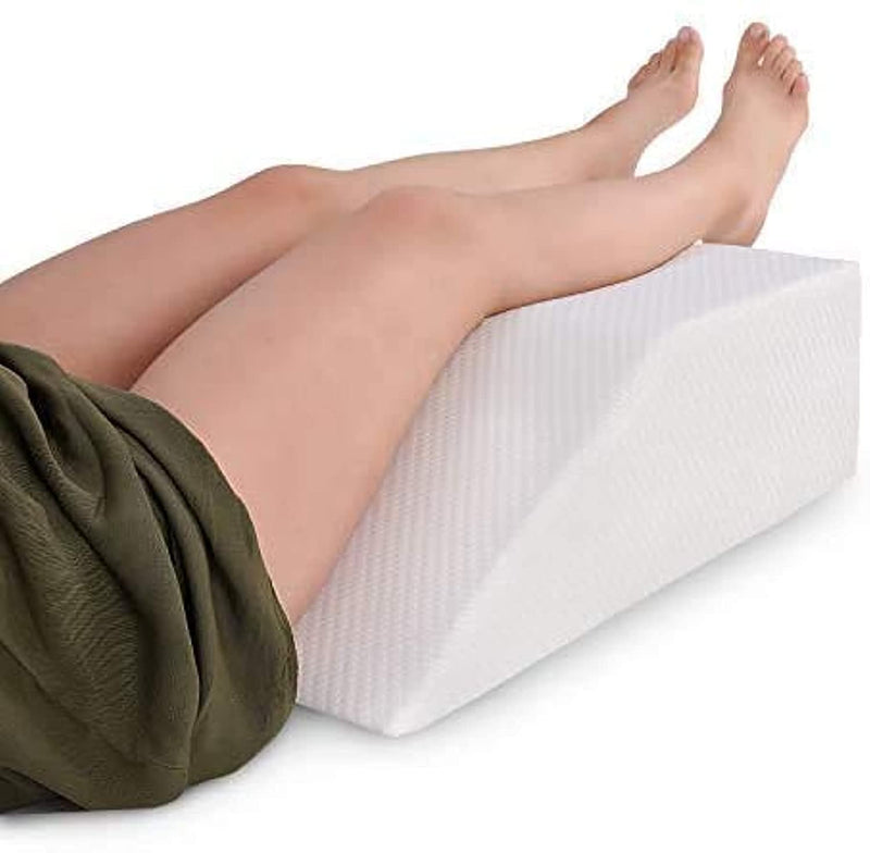 Leg Elevation Pillow With Memory Foam Top - Elevating Leg Rest To Reduce