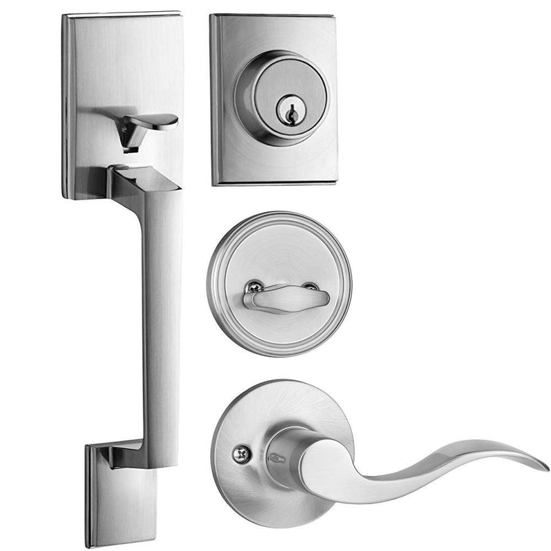 Single Cylinder Modern Handleset Front Door Lock With Wave Style Lever Handle