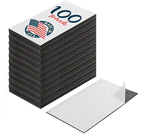 Self Adhesive Magnetic Business Cards 100 Pack, Peel And Stick Magnet Stickers