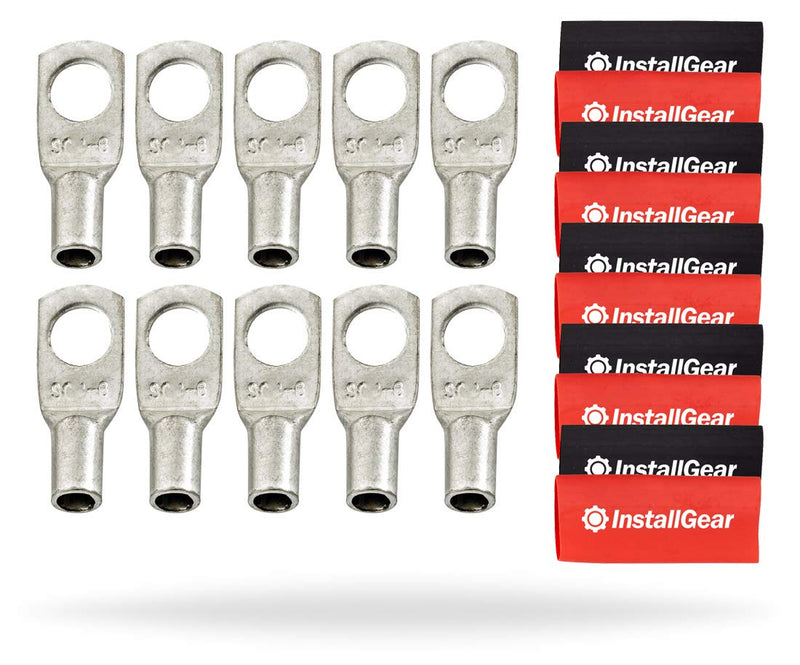 10 Gauge Awg Tinned Pure Copper Lugs Ring Terminals Connectors With Heat