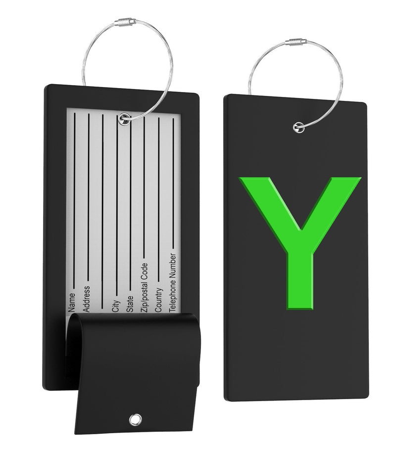 Luggage Bag Tag Initial - Fully Bendable Tag W/Stainless Steel