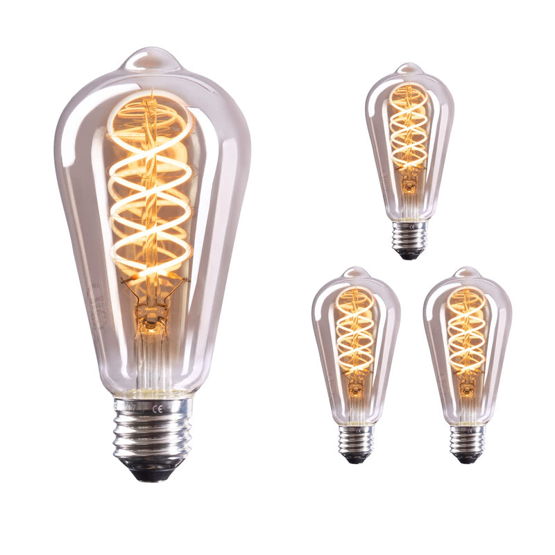 3 X Smoky Edison Light Bulbs E27 Socket In Smoky Glass Look, Dimmable, 4 W, 2200