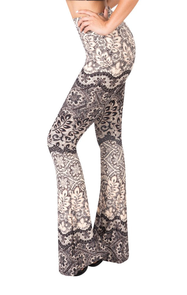 High Waisted Flare Wide Leg Leggings  Printed & Solid  Reg & Plus