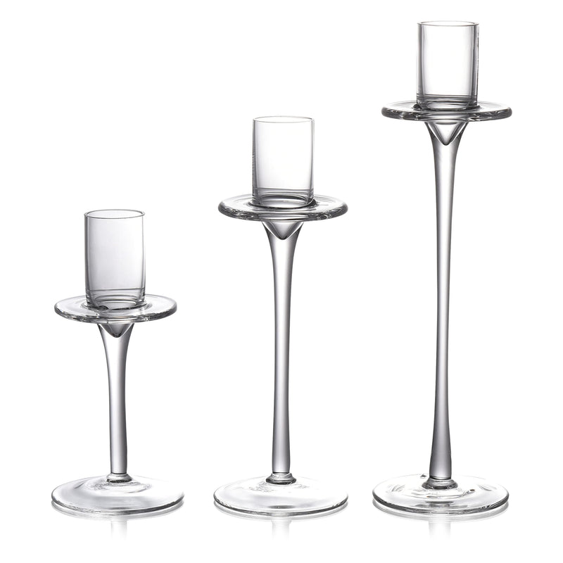 Clear Glass Candle Holder - Candle Stick Holders - Elegant And Versatile