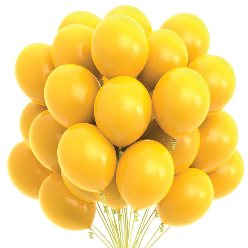 75 Yellow Party Balloons 12 Inch Yellow Balloons With Matching Color Ribbon