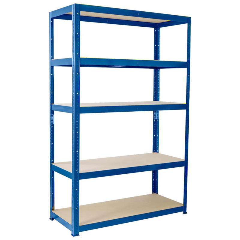 Garage Shelving Unit: 180cm X 90cm X 30cm  Single Bay, Blue 5 Tier Unit  175kg