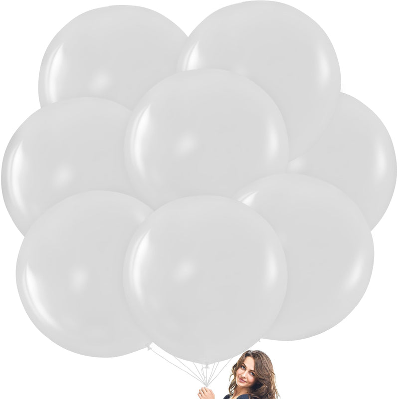 White Giant Balloons - 8 Jumbo 36 Inch Balloons, White Balloons For Photo Shoot