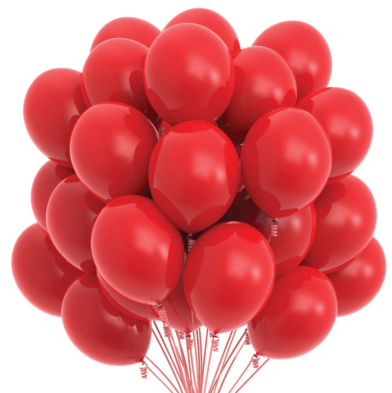 75 Red Party Balloons 12 Inch Red Balloons With Matching Color Ribbon For Red