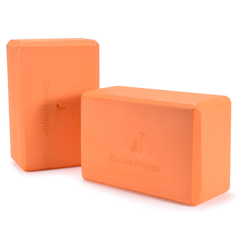 Steady Doggie Yoga Blocks Pack Of 2 - Orange Balance Blocks - Foam Bricks