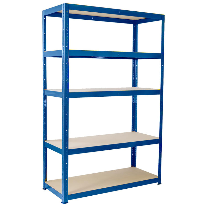 Garage Shelving Unit: 180cm X 120cm X 45cm  Single Bay, Blue 5 Tier Unit  175kg