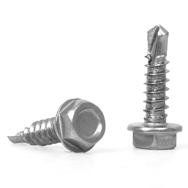 Bolt Dropper Self Tapping Screws For Metal - Indhex Washer Head Screw - Silver - M4.2x16mm - Metal Fastener - Self Tapping Metal Screws - Pack Of 100