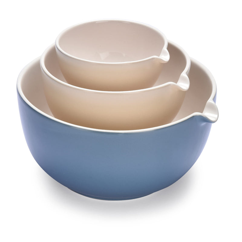 2lb Depot Prep Mixing Bowls Set Of 3 - Ceramic Kitchen Bowls - Stackable Nesting