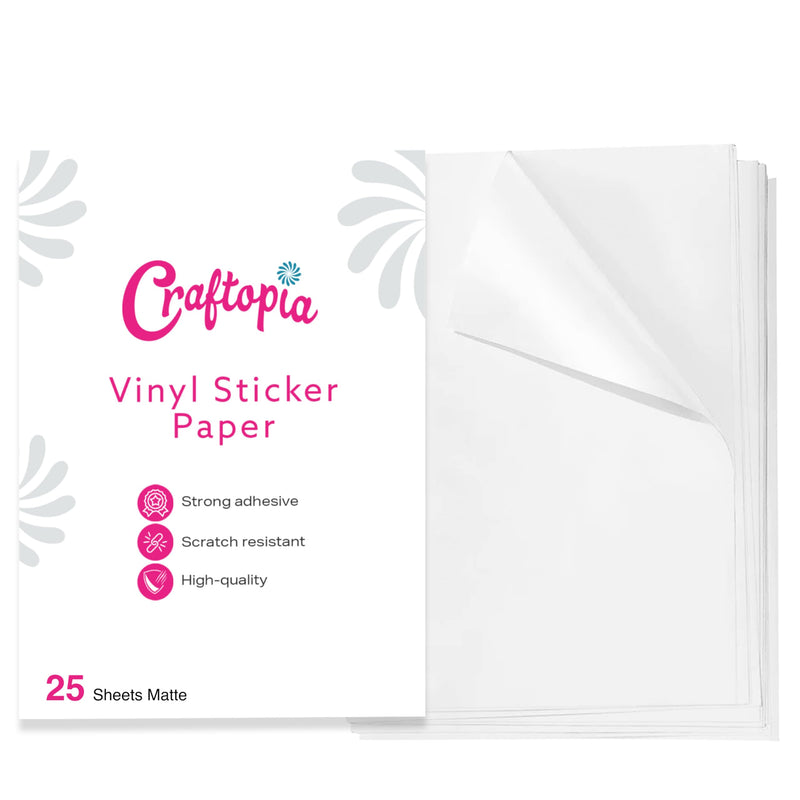 Printable Vinyl Sticker Paper - 85 X 11-Inch, Set Of 25 - Durable, Water