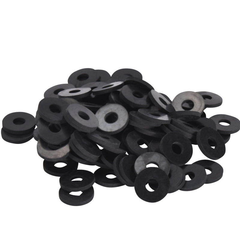 Rubber Flat Washers Black 100pcs - Washers For Screws, Bolts Hardware - 1/4"