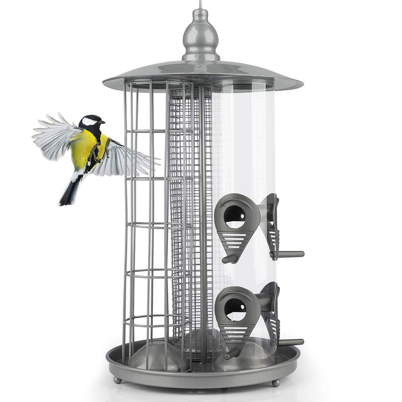 I Deluxe 3-In-1 Feed Column For Birds  19cm X 19cm X 36cm  Silver Made