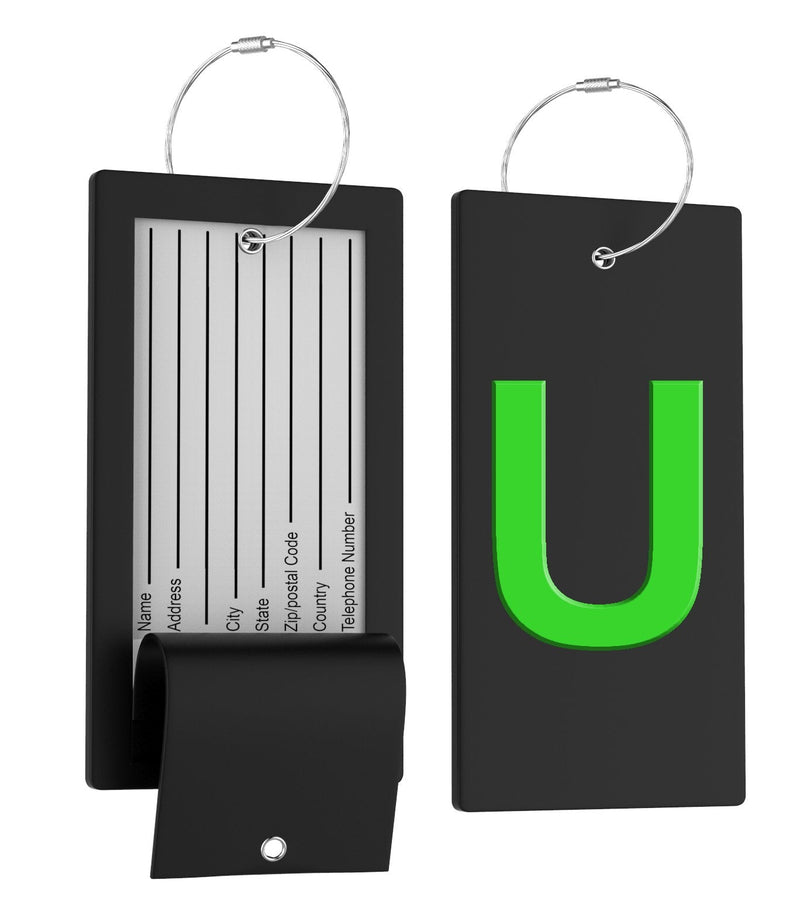 Luggage Bag Tag Initial - Fully Bendable Tag W/Stainless Steel