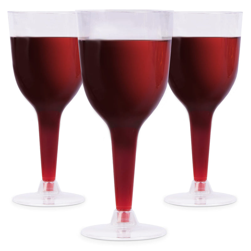 24 Stemmed Disposable Wine Glasses For Parties -10oz Clear Plastic Wine Glasses