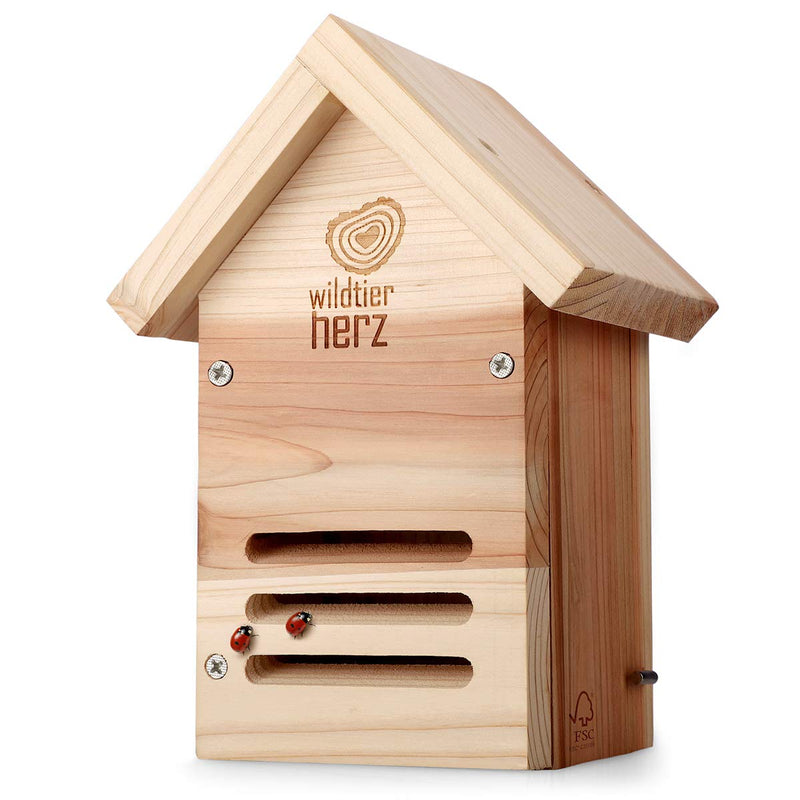 Animal Heart Ladybird House - Weatherproof & Untreated Solid Wood Insect Hotel -