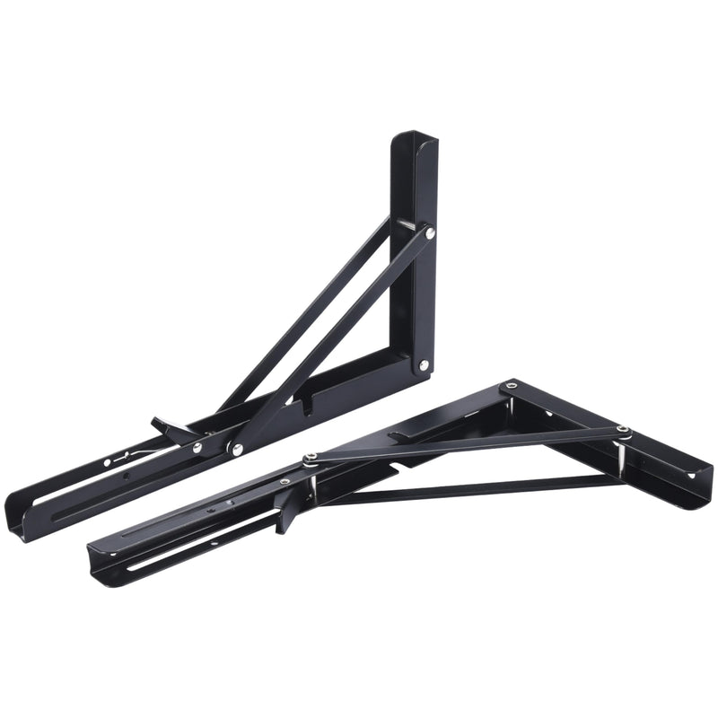 Heavy Duty Folding Shelf Brackets - Set Of 2 Black Foldable Floating Shelves