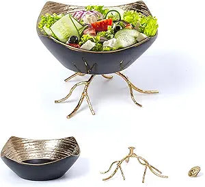 Ceramic And Steel Salad Bowl_Set Of1_Black_Designb