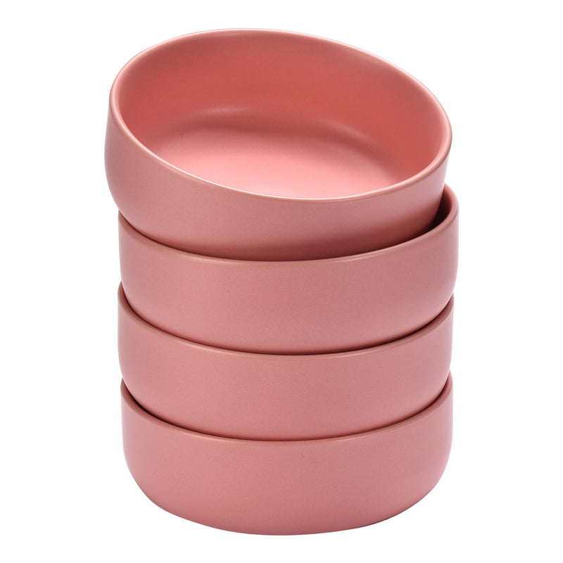 Ceramic Serving Bowls - Set Of 4 Large Cereal Bowls - 28oz Pink Salad Bowls