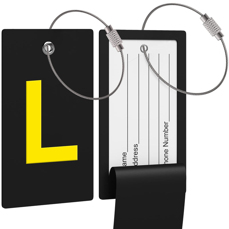 Luggage Bag Tag Initial - Fully Bendable Tag W/Stainless Steel