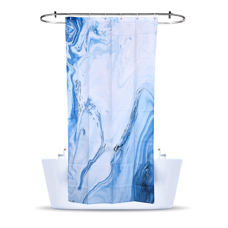 Shower Curtain, Gradient Blue Color, Textile Material, Unique Print Design