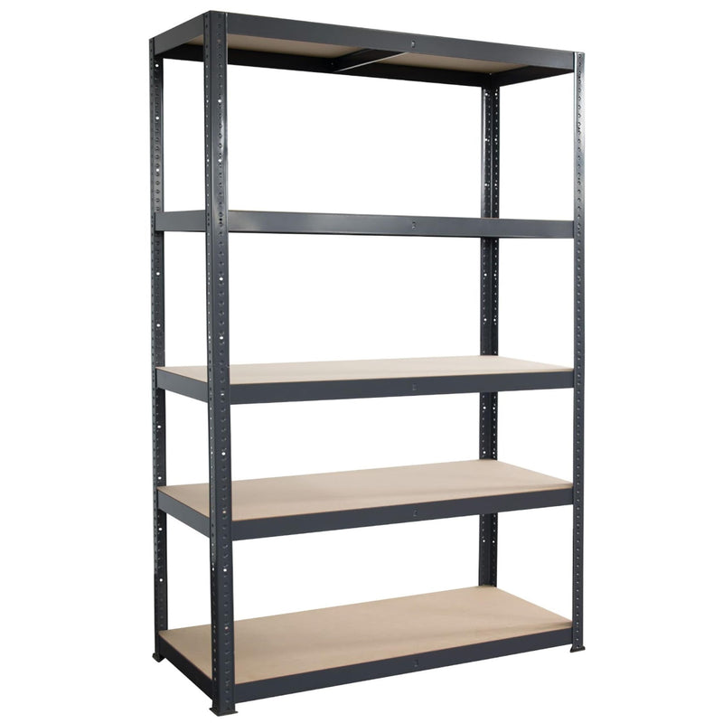 Garage Storage Shelving Unit - 1 Bay, Grey Racking, Heavy Duty Metal Shelf, Shed