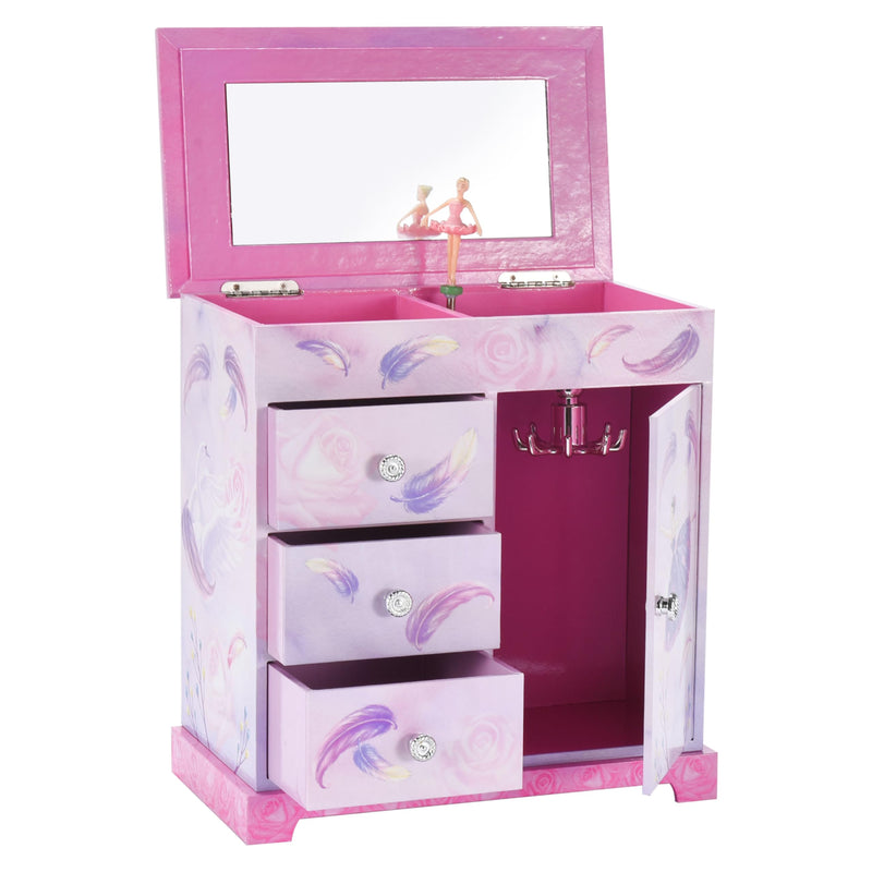 Pink And Purple Ballerina 3 Drawers Jewelry Box For Girls - Little Girl&