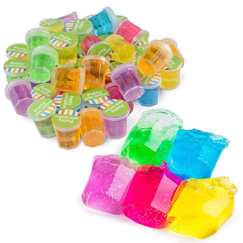 48 Pack Mini Putty With Glitter - Sparkling Stretchy Elastic Putty Supply -