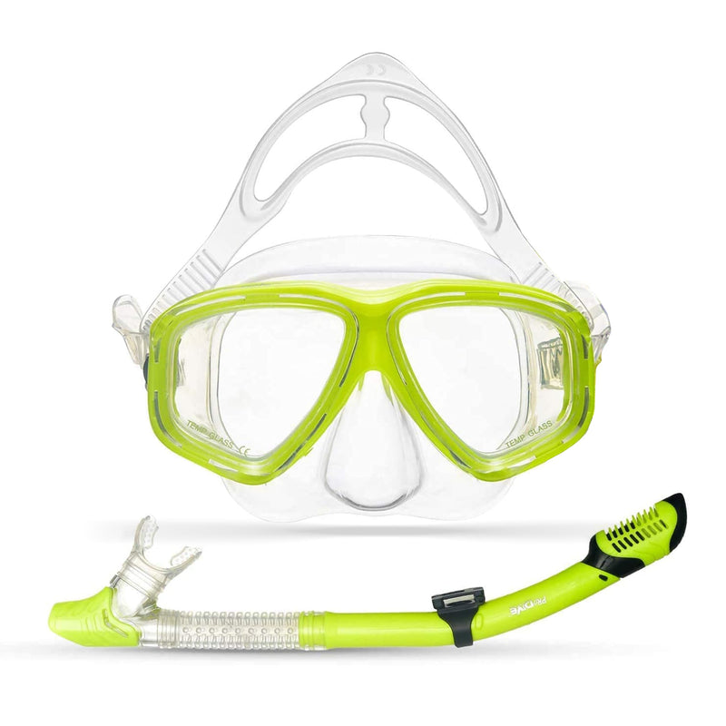 Dry Top Snorkel Set For Adults - Tempered Glass Diving Mask, Anti-Fog Lens