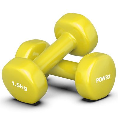 Vinyl Dumbbell Sets 05kg - 10kg  1lbs-22lbs Various Colors - Ideal Hand Weights