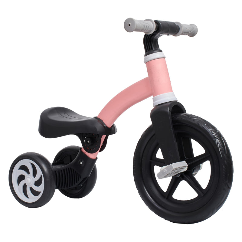 Kids Tricycle, Baby Pink Frame & Grip, Black Seat & Wheels, 3-In-1, 12 Inch