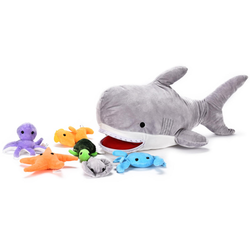 Shark Stuffed Animal - Large Blahaj Shark Plushie With 6 Under The Sea Mini