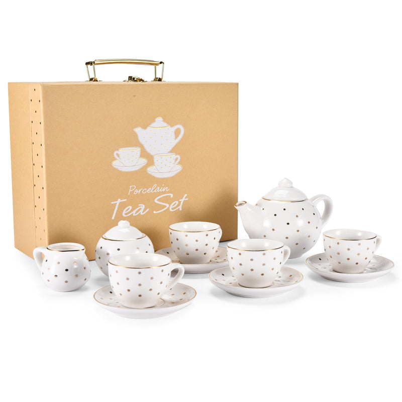 Toddler Toys Tea Set For Little Girls - 13 Pcs Porcelain Tea Set For Kids Tea