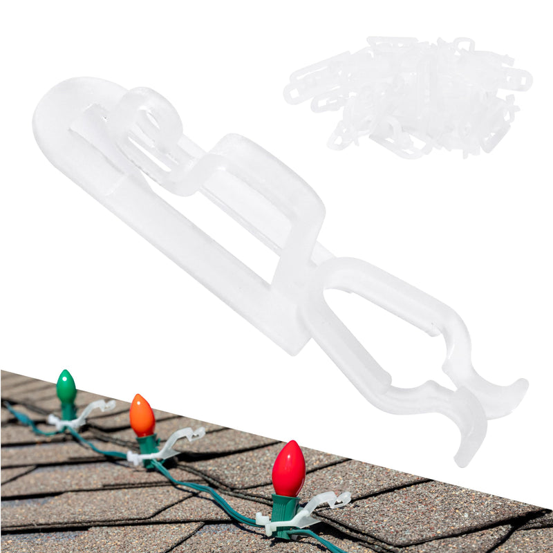 Christmas Light Clips, 200 Pcs - Transparent Heavy Duty Gutter Hooks