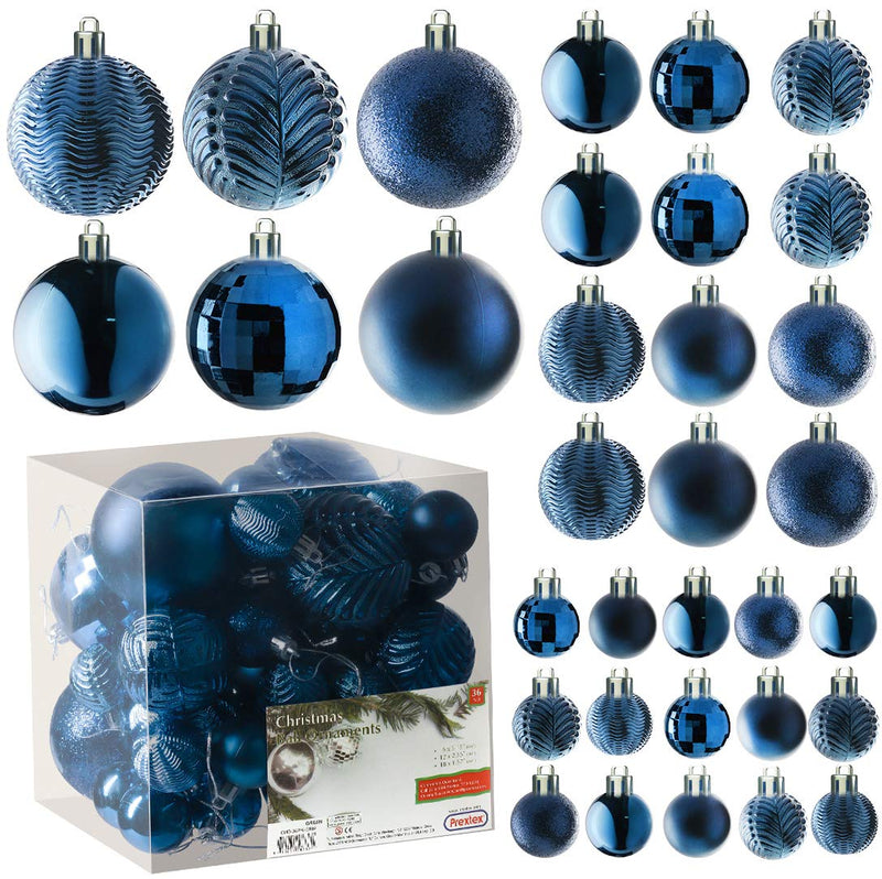 Midnight Blue 36-Piece Shatterproof Christmas Ball Ornament The Perfect Glitter