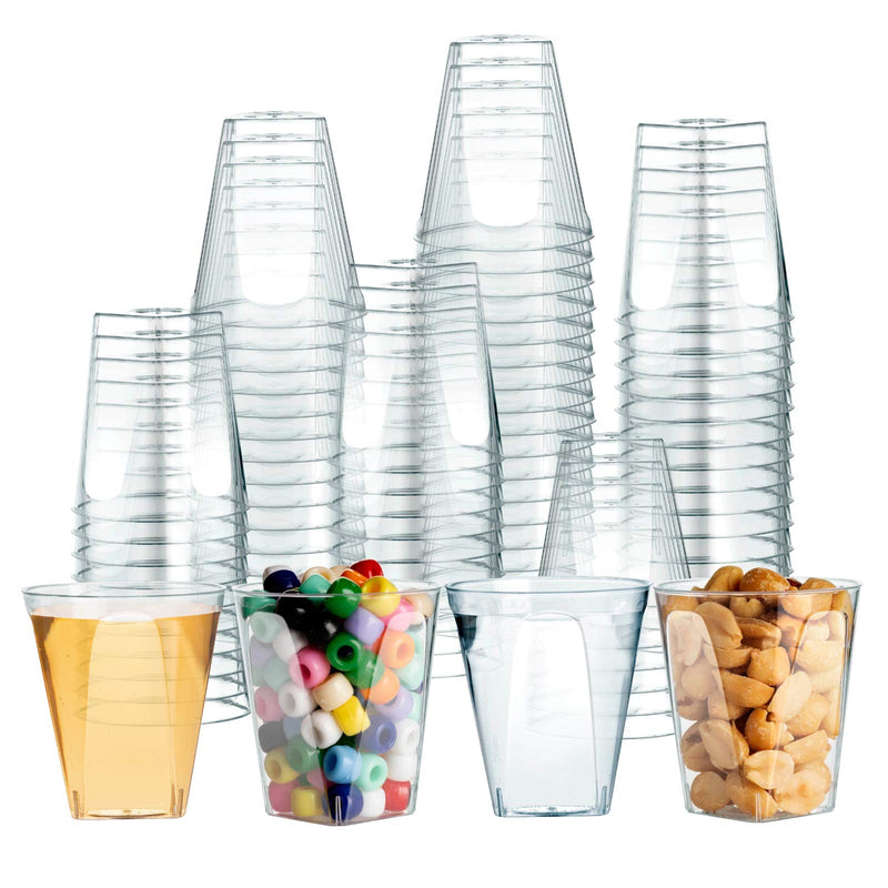 100 Clear Plastic Disposable Shot Glasses Bulk, 2 Oz - Mini Glass, Small Cup