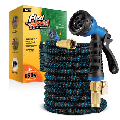 With 8 Function Nozzle Expandable Garden Hose, Lightweight & No-Kink Flexible