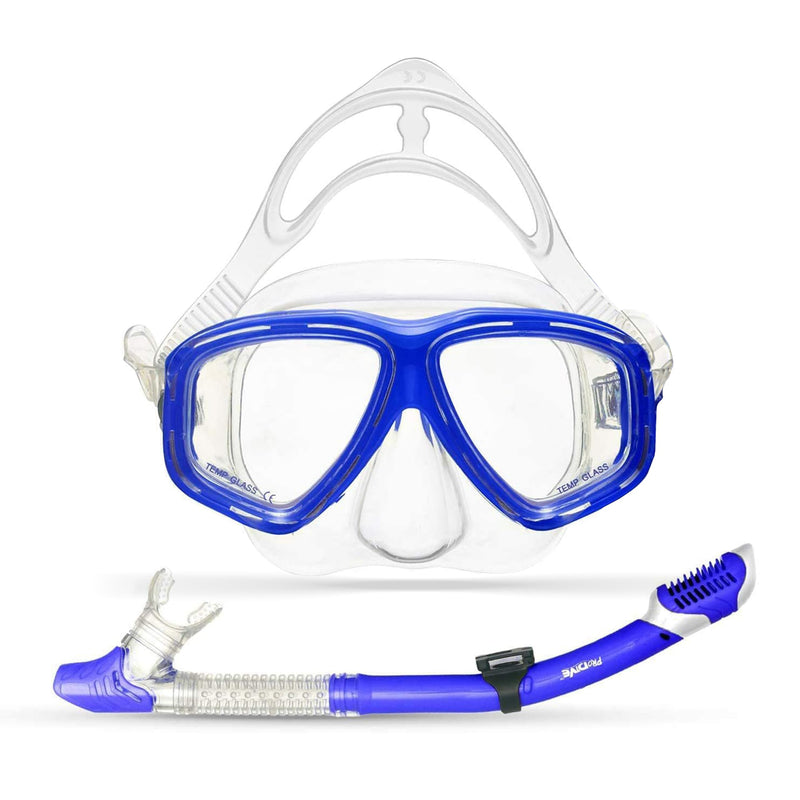 Dry-Top Snorkel (100% No Water Leak) & Diving Mask Set (Impact-Resistant